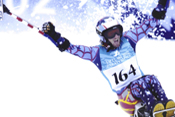 Chris Devlin-Youg sit skiing.