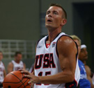 Jeff Glasbrenner playing basketball.