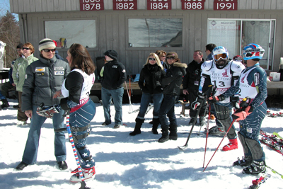 Skiiers preparing to race