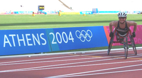Cheri Blauwet getting ready for the games in Athens.