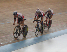 Ron Williams and Paul Martin work the track on their way to  silver medal finish.